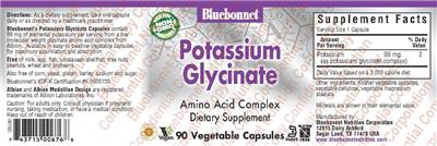 Photo of the Bluebonnet Potassium Glycinate label