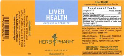 Photo of the Herb Pharm Liver Health label