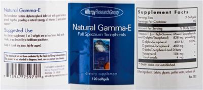 Photo of the Allergy Research Group Natural Gamma-E label