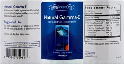 Photo of the Allergy Research Group Natural Gamma-E label