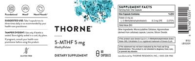 Photo of the Thorne 5-MTHF 5 mg label