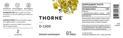 Photo of the Thorne D-1,000 label