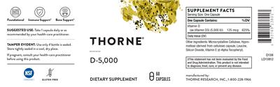 Photo of the Thorne D-5,000 label