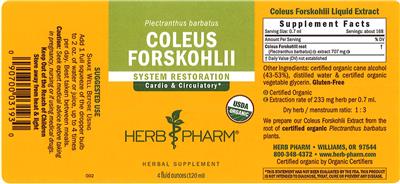 Photo of the Herb Pharm Coleus Forskohlii label