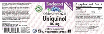Photo of the Bluebonnet CellularActive CoQ10 Ubiquinol 100 mg label
