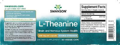 Photo of the Swanson L-Theanine 200 mg Double Strength label