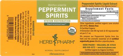 Photo of the Herb Pharm Peppermint Spirits label
