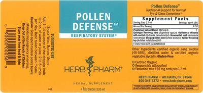 Photo of the Herb Pharm Pollen Defense label