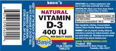 Natural Vitamin D-3 400 IU