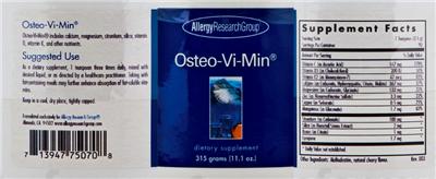 Photo of the Allergy Research Group Osteo-Vi-Min label