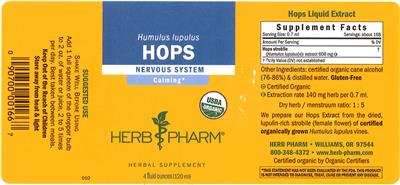 Photo of the Herb Pharm Hops label