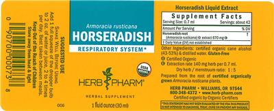 Photo of the Herb Pharm Horseradish label