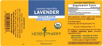 Photo of the Herb Pharm Lavender label