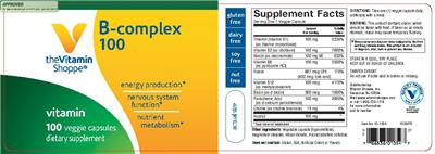 Photo of the The Vitamin Shoppe B-Complex 100 label