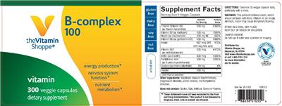 Photo of the The Vitamin Shoppe B-Complex 100 label