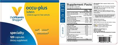 Photo of the The Vitamin Shoppe Occu-Plus Lutein label