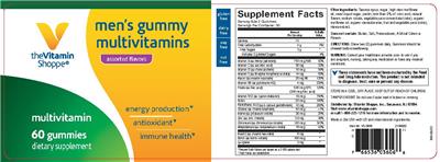 Photo of the The Vitamin Shoppe Men's Gummy Multivitamins label