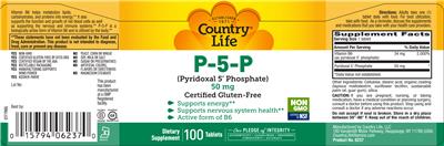 Photo of the Country Life P-5-P 50 mg label