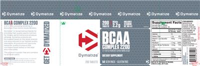 Photo of the Dymatize BCAA Complex 2200 label