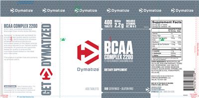 Photo of the Dymatize BCAA Complex 2200 label
