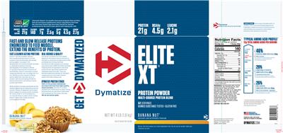 Photo of the Dymatize Elite XT Banana Nut label