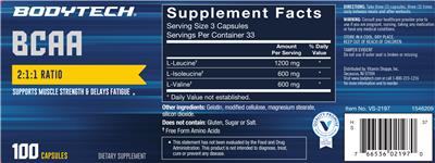Photo of the BodyTech BCAA label