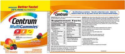 Photo of the Centrum Centrum MultiGummies Adults Assorted Natural Fruit Flavors label