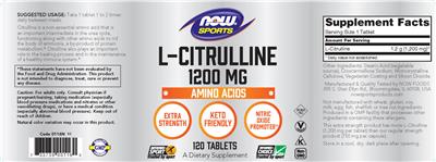Product label for L-Citrulline 1200 mg