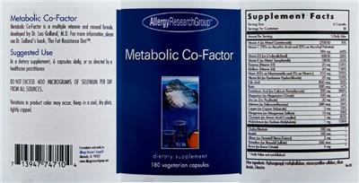 Photo of the Allergy Research Group Metabolic Co-Factor label