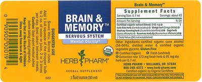 Photo of the Herb Pharm Brain & Memory label