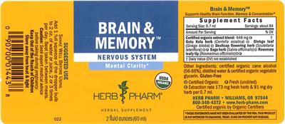 Photo of the Herb Pharm Brain & Memory label