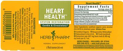 Photo of the Herb Pharm Heart Health label