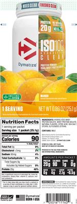 Photo of the Dymatize ISO100 Hydrolyzed Mango label