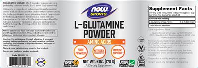 Photo of the NOW Sports L-Glutamine Powder label