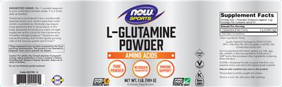 Photo of the NOW Sports L-Glutamine Powder label