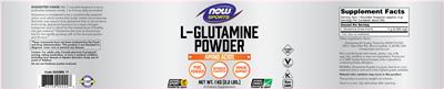 Photo of the NOW Sports L-Glutamine Powder label