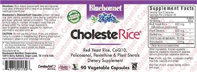 Photo of the Bluebonnet CholesteRice label