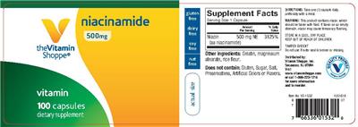 Photo of the The Vitamin Shoppe Niacinamide 500 mg label