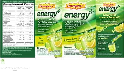Photo of the Emergen-C Energy Plus Lemon-Lime label