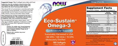 Photo of the NOW Eco-Sustain Omega-3 label