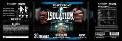 Photo of the Blackstone Labs Isolation Chocolate label