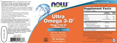 Photo of the NOW Ultra Omega 3-D label