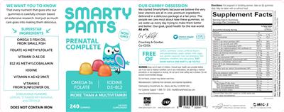 Photo of the SmartyPants Prenatal Complete label