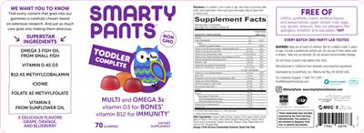 Photo of the SmartyPants Toddler Complete label