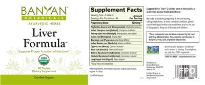 Photo of the Banyan Botanicals Liver Formula label
