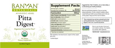 Photo of the Banyan Botanicals Pitta Digest label
