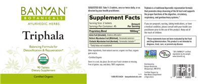 Photo of the Banyan Botanicals Triphala label