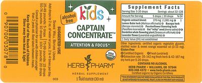 Photo of the Herb Pharm Kids Captain Concentrate Alcohol Free label