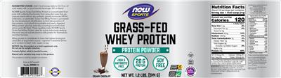 Photo of the NOW Sports Grass-Fed Whey Protein Creamy Chocolate label