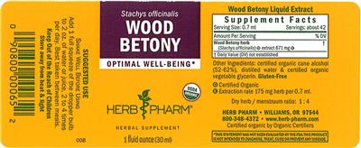 Photo of the Herb Pharm Wood Betony label
